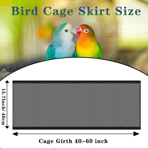 Bird Cage Seed Catcher, BirdCage Skirt Guard, Adjustable Soft Nylon Mesh Bird Cage Netting Cover for Round Square Medium Bird Cages Circumference ...