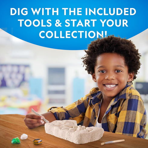 Gemstone Dig Kit – Dig Up 10 Real Gemstones and Crystals, Science Kit for Kids, Gem Digging Kit, Gift for Girls and Boys, Mining Kit, Rock Collect...
