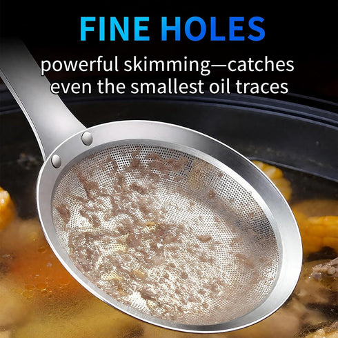 TBWHL Multi-functional Hot Pot Fat Skimmer Spoon - Stainless Steel Fine Mesh Food Strainer for Skimming Grease and Foam DIA 4.4"...