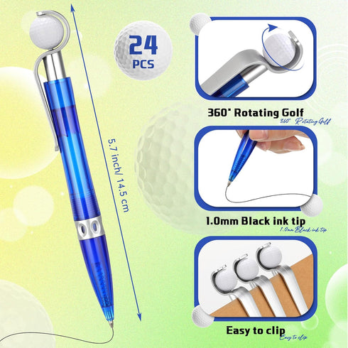 24 Pcs Golf Ball Pen Sports Ballpoint Pens Golf Pens Golf Party Favors Cool Writing Pen for Students Supplies Stationery School (Blue)...