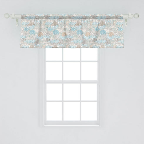 Ambesonne Nautical Window Valance, Pastel Toned Sea Shell Starfish Mollusk Seahorse Coral Reef Motif Design, Curtain Valance for Kitchen Bedroom D...