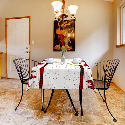 3 Pcs Christmas Tablecloths, Christmas Buffalo Plaid Table Cover Disposable Plastic Rectangular Red Black Plaid Table Decorations for Holiday Part...