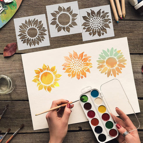 20 Pieces Sunflower Stencils Reusable Sunflowers Flower Stencils for Painting on Wood Wall Floral Stencil for Painting on Furniture,Canvas, Paper,...