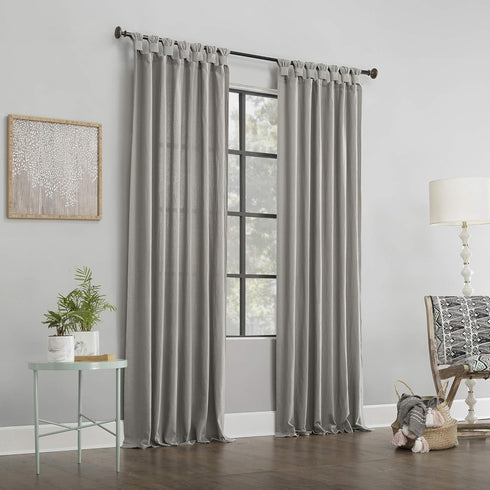 Archaeo Washed Cotton Twist Tab Curtain, 52" x 63", Silver Gray...