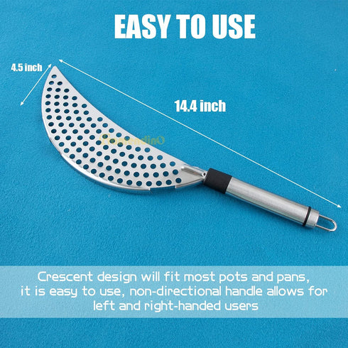 Framendino, Stainless Steel Crescent Pot Strainer Handle Strainer Pan Pot Strainer Colander for Noodles Vegetables Spaghetti...