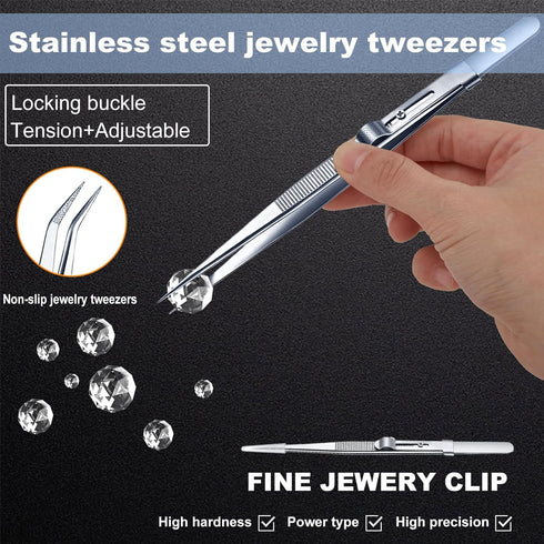 4 Claw Piercing Micro Grabber,Diamond Stone Tweezer Gem,Jewelry Tweezers Precision Tweezer | Stainles Steel Industrial tweezers for quality contro...