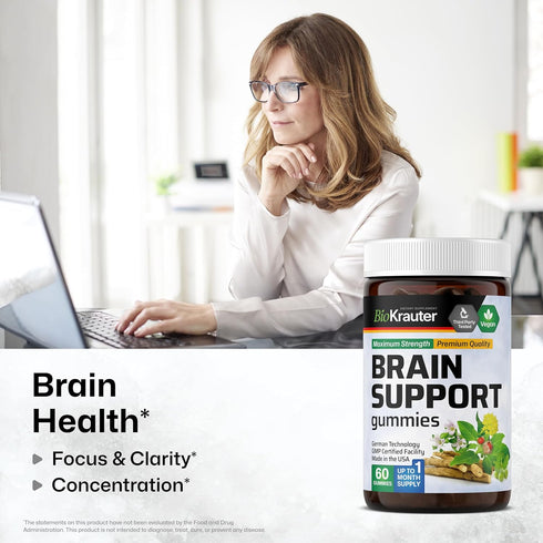 Brain Booster Gummies - Natural Nootropic Focus Supplement - Organic Ashwagandha, Ginkgo Biloba, Bacopa, DMAE, and Vitamins for Memory and Cogniti...