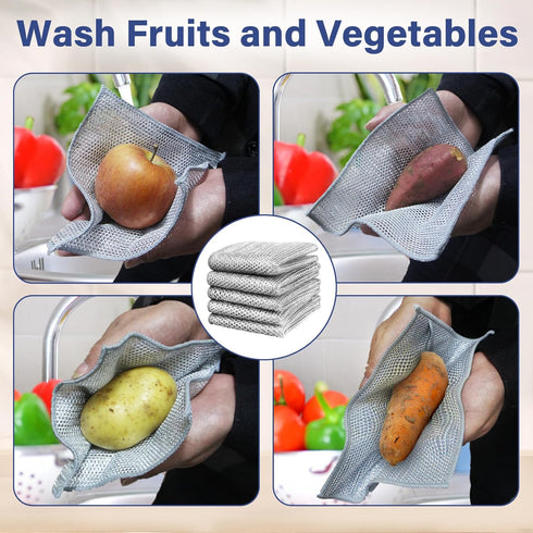 6 Pcs Multipurpose Wire Dishwashing Rags, Multifunctional Anti-Scratch Wet and Dry Double-Layer Steel Wire Dishcloth, Reusable, Easy to Rinse, Sui...