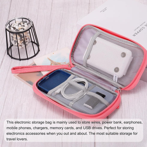 MECCANIXITY Electronic Organizer Case Travel Cable Organizer Bag Single Layer Waterproof Pouch Carry Case for Cable, Cord, Charger, Pink, 190x110x...