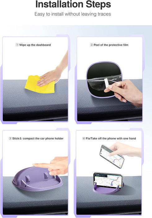 Loncaster Car Phone Holder, Car Phone Mount Silicone Car Pad Mat for Various Dashboards, Slip Free Desk Phone Stand Compatible with iPhone, Samsun...