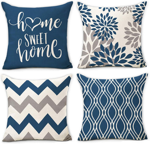 Hexagram Light Blue Geometric Pillow Covers 16x16 Set of 4,Decorative Couch Pillow Cover for Sofa, Cushion Pillow Case for Sofa Couch Indoor Outdo...
