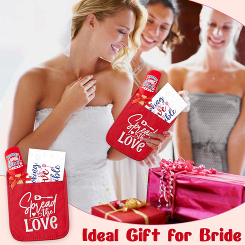 R HORSE Bridal Shower Gift Set - 3Pcs Red Bridal Shower Pot Holder with Silicone Spatula Greeting Card Heat Resistant Oven Mitts Kitchen Baking Gi...