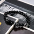 Flongo Men's Biker Stainless Steel Skull Skeleton 8MM Black Bead Stone Bracelet...