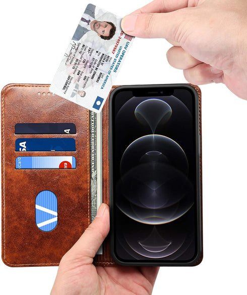 SINIANL Compatible iPhone 12 Pro Max Leather Wallet Folio Case with Magnetic Closure Kickstand Card Slots Flip Book Cover for iPhone 12 Pro Max 6....