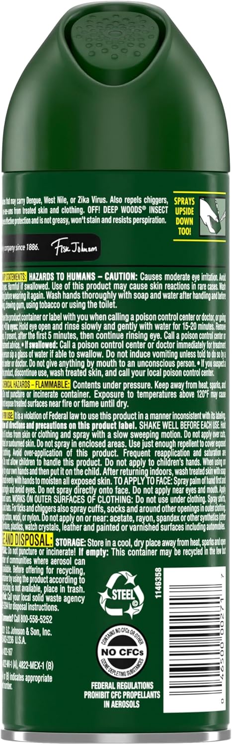 OFF! Deep Woods Insect Repellent Aerosol, Bug Spray with Long Lasting Protection from Ticks and Listed Bugs, 6 oz...