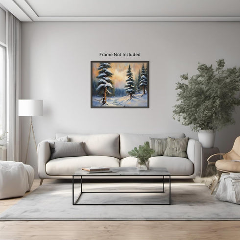 Posterizer 1 pcs-snowy jungle in winter in oil painting style-10-Landscape & Nature Art-Living Room Bedroom Decor- unframed wall art...