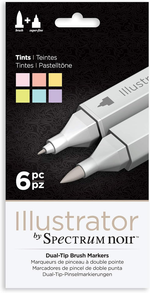Illustrator by Spectrum Noir Tip Artist Alcohol Marker 6 Piece Tints...