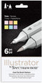 Illustrator by Spectrum Noir Tip Artist Alcohol Marker 6 Piece Tints...