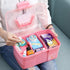 Kinsorcai 11'' Plastic Storage Box with Removable Tray, Multipurpose Organizer and Storage Case for Art Craft and Cosmetic (Pink)...