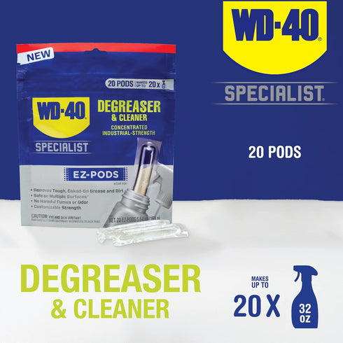 WD-40 Specialist Degreaser and Cleaner EZ-PODS, Customizable Industrial-Strength Concentrate, Multi-Surface Cleaning Solution, 1-Pack of 20 PODS...