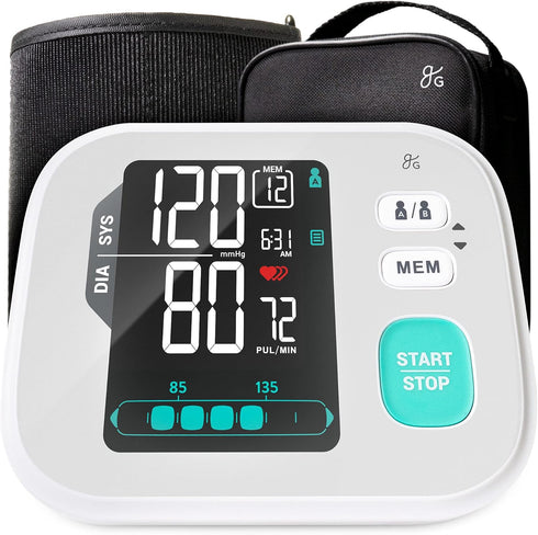 Greater Goods Premium Blood Pressure Monitor, Upper Arm with Large Backlit LCD, White...