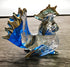 Garden Deco Glow in The Dark Blue Cock Hand Blown Art Glass Figurine Ornament Sculpture...