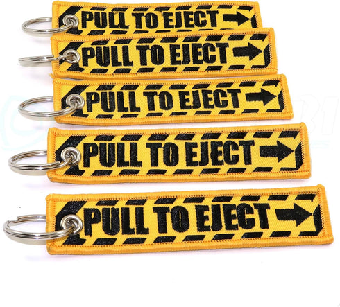 PULL TO EJECT Key Chain - Yellow/Black - 5pcs...