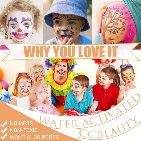 CCbeauty 68g Dark Green Face Body Paint - Water Activated St. Patrick's Day Face Painting, Non-Toxic Water Based Halloween Makeup Kit Supplies, Hy...