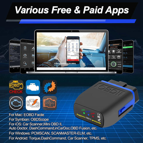 OBD2 Bluetooth 4.0 Scanner Car Code Reader for iPhone iOS Android Windows, Auto ODB2 OBDII Adapter Diagnostic Scan Tool for Check Engine Lights...