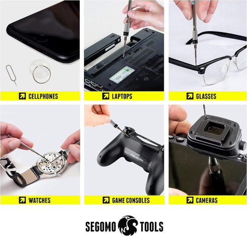 Segomo Tools 17 Piece Precision Screwdriver Set - Eyeglass Repair Kit - Watch Screwdriver Set - Jewelers Screwdriver Set - Computer Screwdriver Ki...