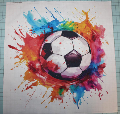 Fabric Panel 14"x14" Soccer Ball 100% Cotton Quilting Panel Square AM1456...