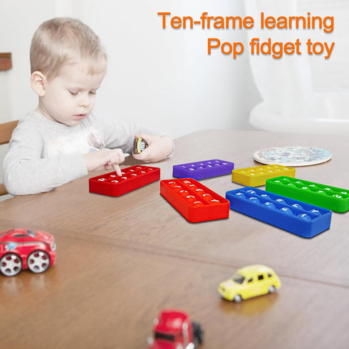 Ten Frame Pop Math Manipulatives - Set of 6 Silicone Fidget Toys for Kindergarten Classrooms - Engaging Educational Counting & Addition Toys for K...