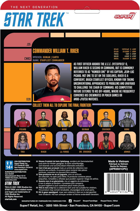 Super7 Star Trek: The Next Generation Commander Riker - 3.75" Star Trek Action Figure with Accessory Classic TV Show Collectibles and Retro Toys...