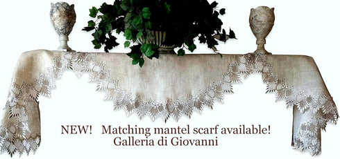 Galleria di Giovanni X- Large 33 Inch Table Topper Dresser Scarf Neutral Earth Tones European Lace...