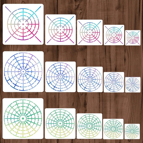 15 Pieces Mandala Dot Painting Tool Stencils Set, 8/12/16 Segment 3/4/5/6/8 Inches Reusable Mandala Stencil Template for Rock Wood Canvas DIY Pain...