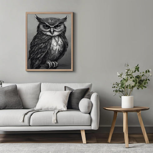 Posterizer 1 pcs- majestic black and white owl print-Gothic Art-Art for Animal Lovers- Living Room Bedroom Decor- unframed wall art...