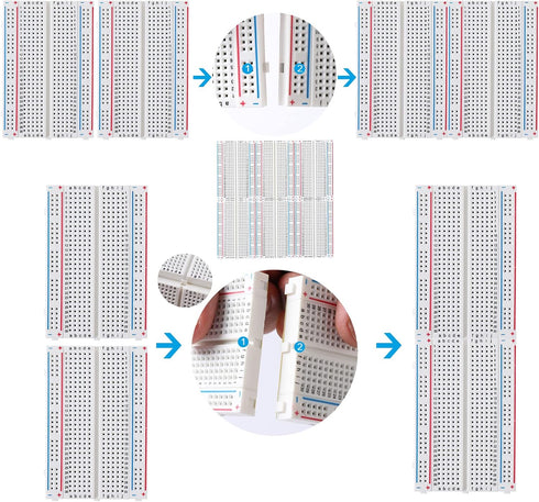 breadboard Set Prototype Board - 6 PCS 400 Pin Solderless Board Kit for Raspberry pi and Arduino Project...