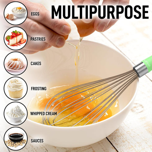 Zulay Kitchen Stainless Steel Balloon Whisk 12 Inch – Heavy Duty and Durable Wire Whisk with Non-Slip Silicone Handle for Blending, Whipping & Bea...