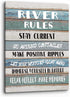PHAMTE Funny River Rules Inspirational Quotes Wall Art, Farmhouse River Lake House Sign Print Framed Canvas Painting Artwork Home Room Office Deco...