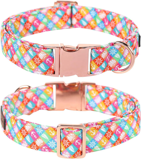 Lionet Paws Design Dogs Collar Cute Summer Sailor Bow Dog Collars for Girl Female Medium Large Dogs with Colorful Sailboat L...
