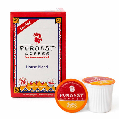 Puroast Low Acid Coffee| House Blend Single Serve Pods | Medium Roast | High Antioxidants & High pH |No Bitter Aftertaste | Reduced Heartburn & GE...