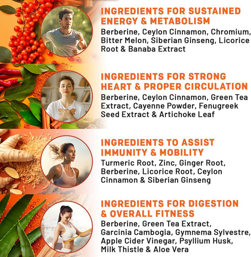 21-in-1 Berberine Supplement with Ceylon Cinnamon - Berberine 1500 mg with Chromium, Bitter Melon and Green Tea Extract - Berberine 5X for Weight ...