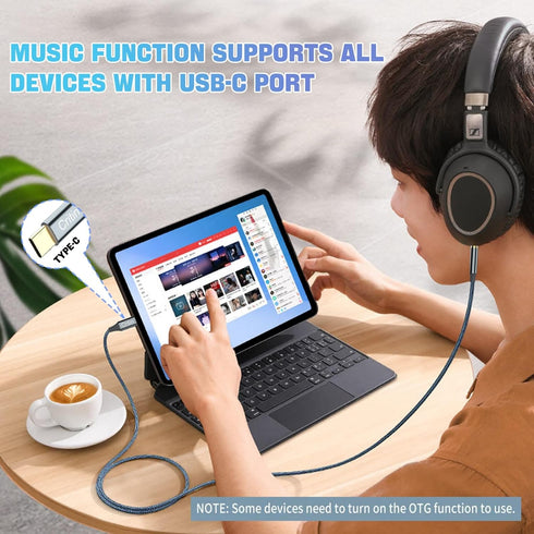 USB C to 3.5mm Audio Auxiliary Jack Cable,Type C Adapter to 3.5mm Male Headphone Stereo Cable,Braided Stereo Mini Jack Male to Male Auxiliary TRS ...