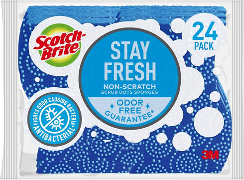 Scotch-Brite Scrub Dots Non-Scratch Scrub Sponges, Sponges for Cleaning Kitchen, Bathroom, and Household, Non-Scratch Sponges Safe for Non-Stick C...
