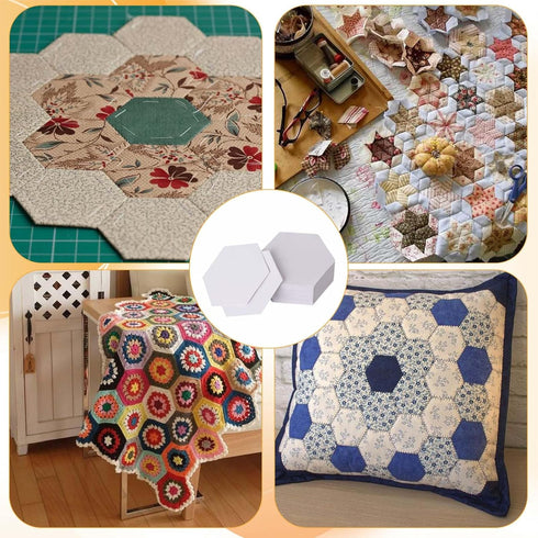 Paper Piecing Paper for Quilting, 300Pcs Hexagon Quilting Template, White Paper Piecing Patterns Sewing Supplies Quilting Accessories Hex Paper fo...