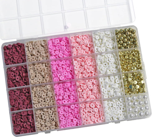 MELIUS Clay Beads Friendship Bracelet Making Kit, Polymer Beads and Spacer Beads with Pearl Beads in 24 Grid Box for Jewelry Making, DIY Bracelets...