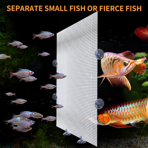 2PCS Fish Tank Divider Aquarium Dividers Fish Clear Plastic Tank Separator with Suction Cups DIY Designed Adjustable Isolation Board Reusable Part...