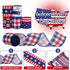 30 Yards Patriotic Wired Edge Ribbon American Flag Stars Stripes Truck Craft Ribbon 4th of July Fabric Ribbon for Independence Day Memorial Day Wr...
