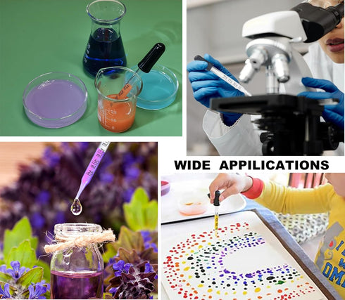 4 Pcs 1mL Eye Droppers- Bent & Straight Tips for Essential Oils, Glass Dropper Suitable for Medicine, Feeding, Food, Kids, Lab, Health Care...