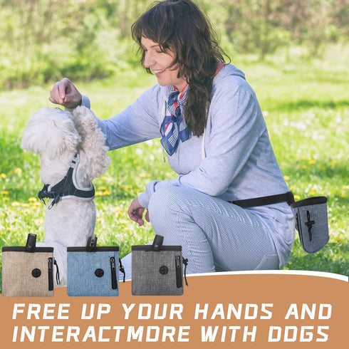 3 Pcs Dog Treat Pouch Dog Treat Training Pouch Washable Dog Treat Bag with Waist Strap and Poop Bag Dispenser for Carry Puppy Pet Toys, Kibble, Tr...